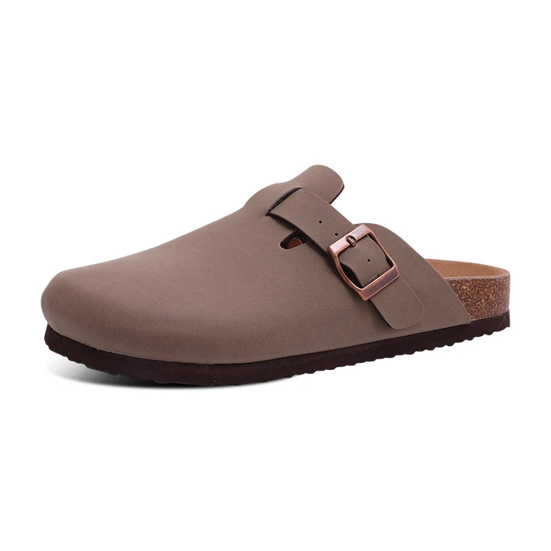 Suede Clogs Women Classic Cork Slippers Female House Flat Slippers Slip-On Outdoor Clogs Beach Slides Cork Mules Men