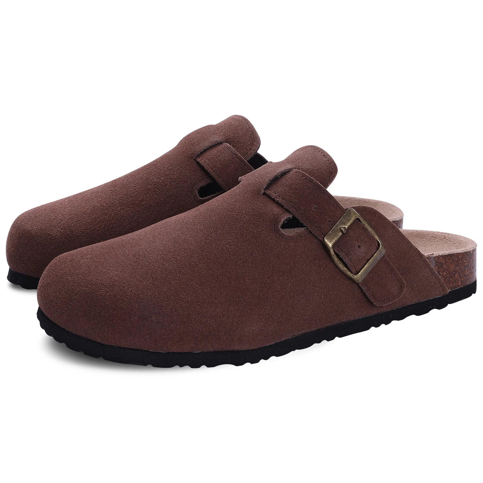 Suede Clogs Women Classic Cork Slippers Female House Flat Slippers Slip-On Outdoor Clogs Beach Slides Cork Mules Men