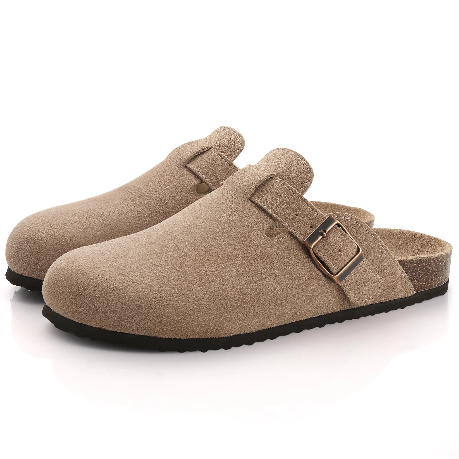 Suede Clogs Women Classic Cork Slippers Female House Flat Slippers Slip-On Outdoor Clogs Beach Slides Cork Mules Men