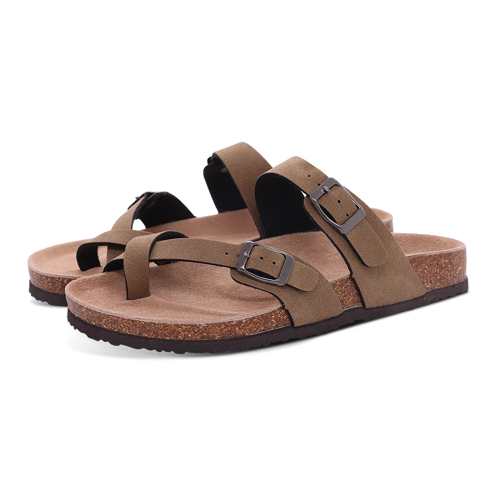 Suede Clogs Women Classic Cork Slippers Female House Flat Slippers Slip-On Outdoor Clogs Beach Slides Cork Mules Men