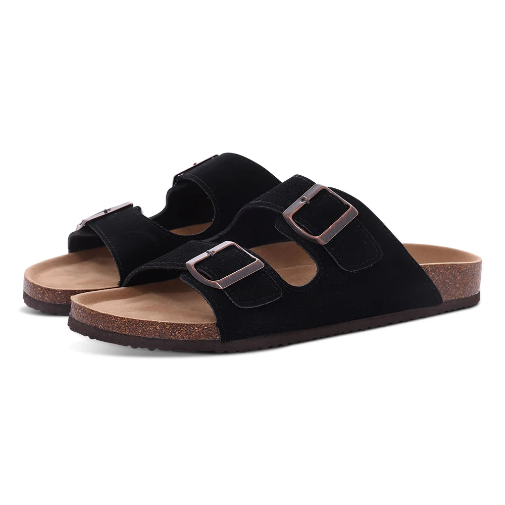Suede Clogs Women Classic Cork Slippers Female House Flat Slippers Slip-On Outdoor Clogs Beach Slides Cork Mules Men