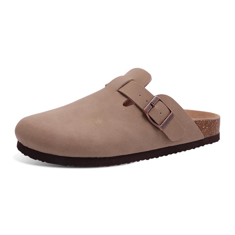 Suede Clogs Women Classic Cork Slippers Female House Flat Slippers Slip-On Outdoor Clogs Beach Slides Cork Mules Men
