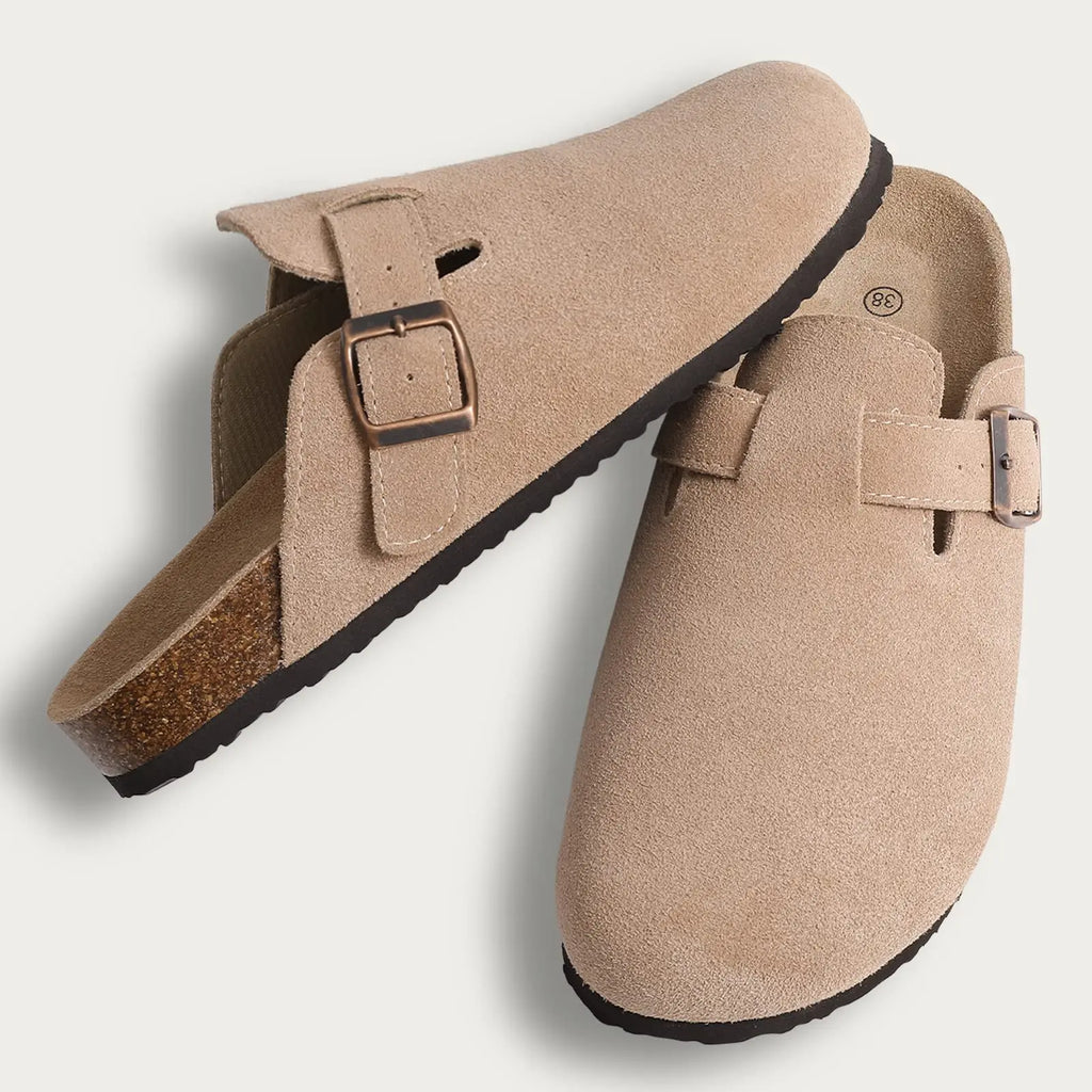 Suede Clogs Women Classic Cork Slippers Female House Flat Slippers Slip-On Outdoor Clogs Beach Slides Cork Mules Men