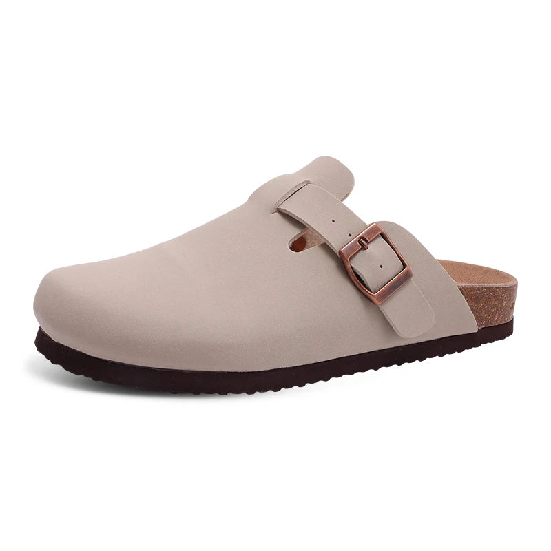 Suede Clogs Women Classic Cork Slippers Female House Flat Slippers Slip-On Outdoor Clogs Beach Slides Cork Mules Men