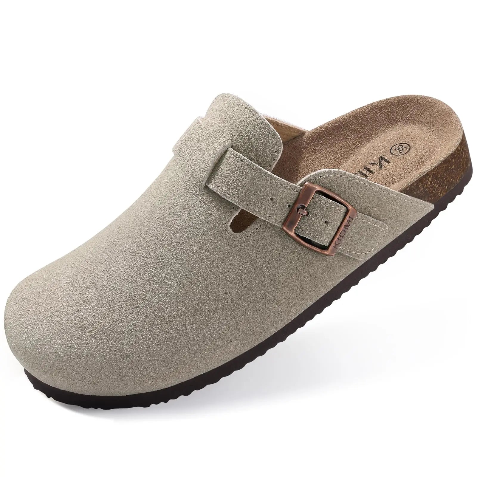 Asgard Women Fashion Cork Clogs Slippers Leather Suede Flat Mules with Adjustable Buckle Men Classic Potato Shoes Beach Sandals