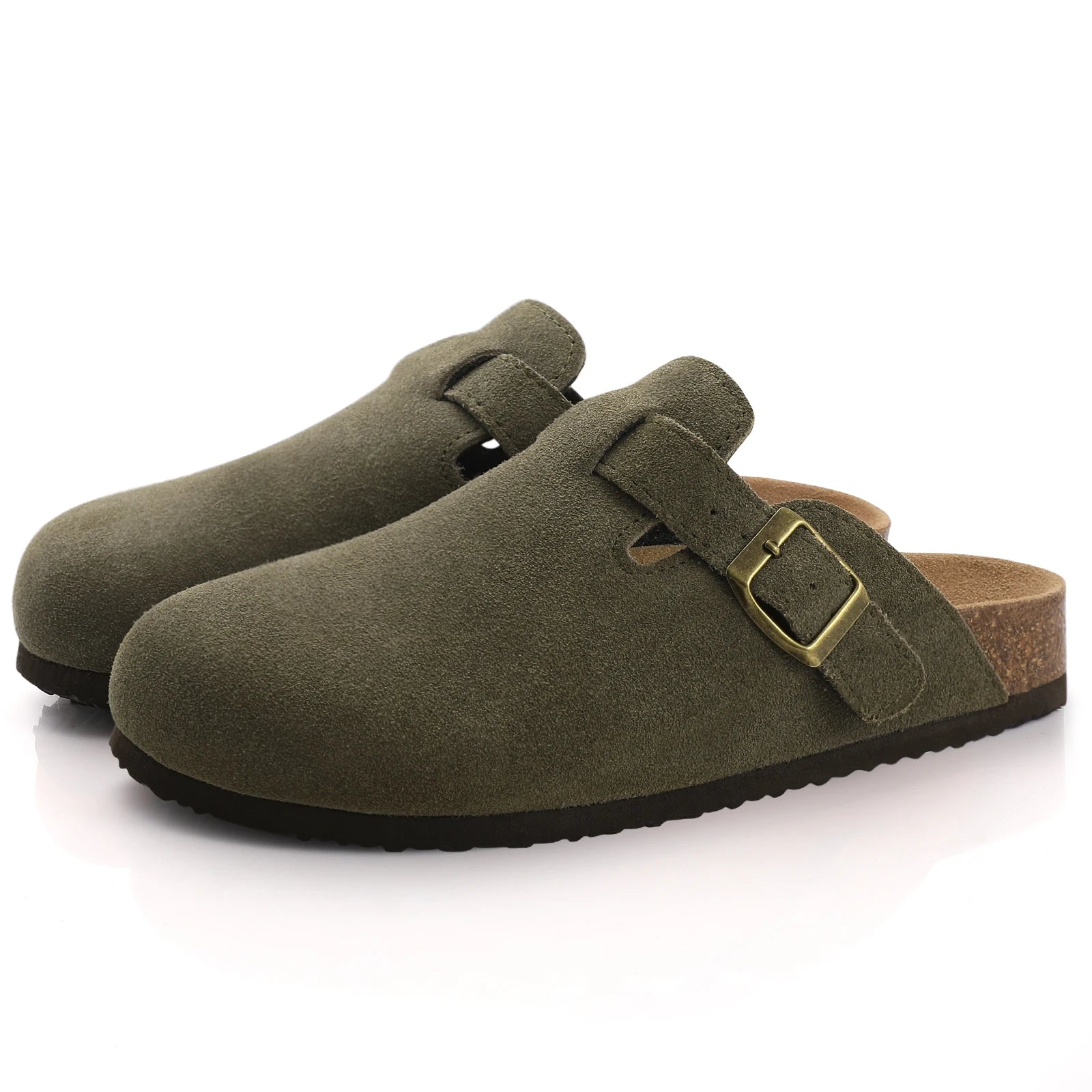 Suede Clogs Women Classic Cork Slippers Female House Flat Slippers Slip-On Outdoor Clogs Beach Slides Cork Mules Men