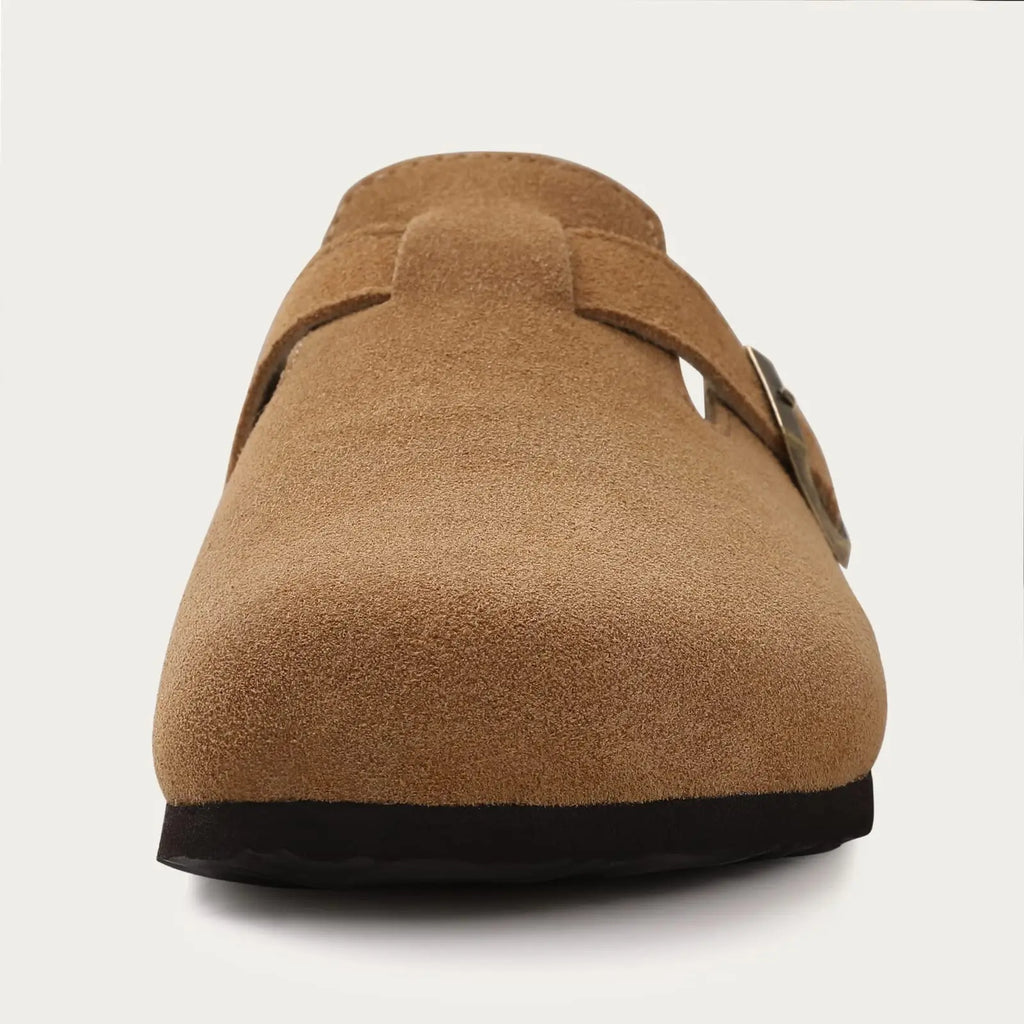 Asgard Women Fashion Cork Clogs Slippers Leather Suede Flat Mules with Adjustable Buckle Men Classic Potato Shoes Beach Sandals