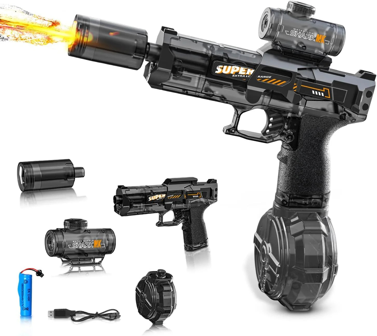 Electric Water Gun with LED Light – Long Range Squirt Blaster