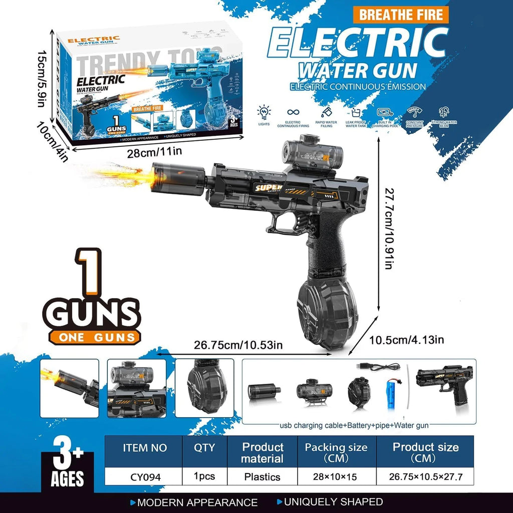 Electric Water Gun with LED Light – Long Range Squirt Blaster