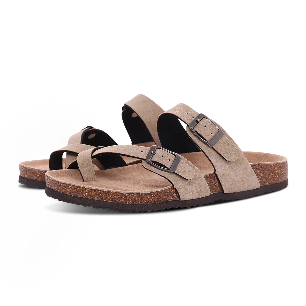 Suede Clogs Women Classic Cork Slippers Female House Flat Slippers Slip-On Outdoor Clogs Beach Slides Cork Mules Men