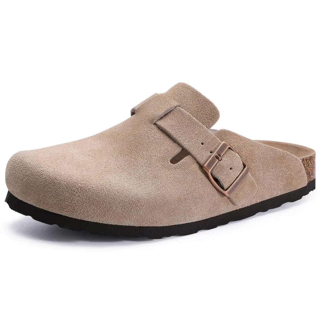 Suede Clogs Women Classic Cork Slippers Female House Flat Slippers Slip-On Outdoor Clogs Beach Slides Cork Mules Men