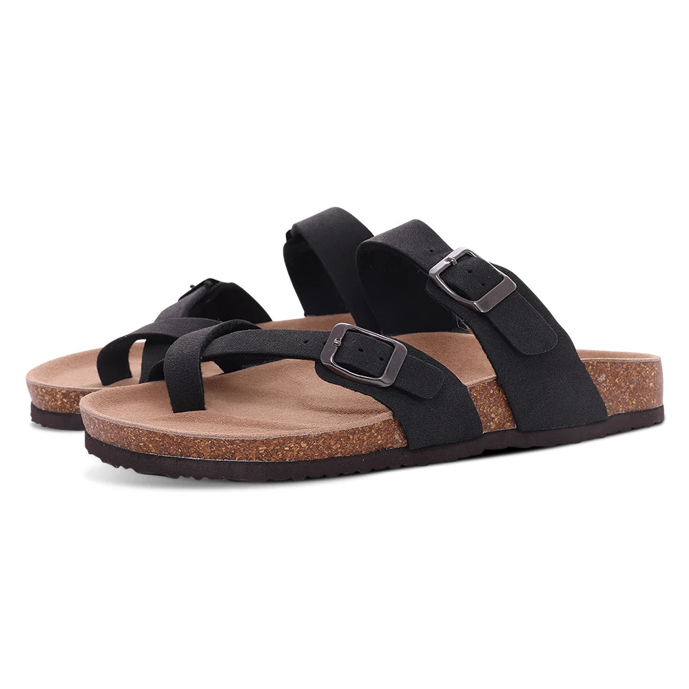 Suede Clogs Women Classic Cork Slippers Female House Flat Slippers Slip-On Outdoor Clogs Beach Slides Cork Mules Men