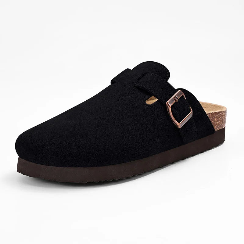 Asgard Women Fashion Cork Clogs Slippers Leather Suede Flat Mules with Adjustable Buckle Men Classic Potato Shoes Beach Sandals