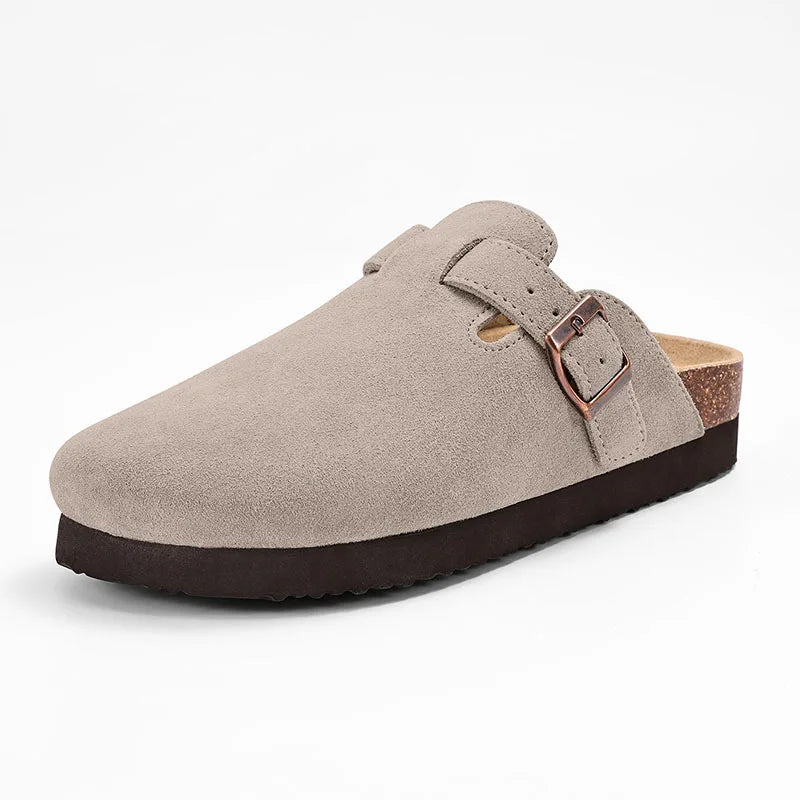 Asgard Women Fashion Cork Clogs Slippers Leather Suede Flat Mules with Adjustable Buckle Men Classic Potato Shoes Beach Sandals