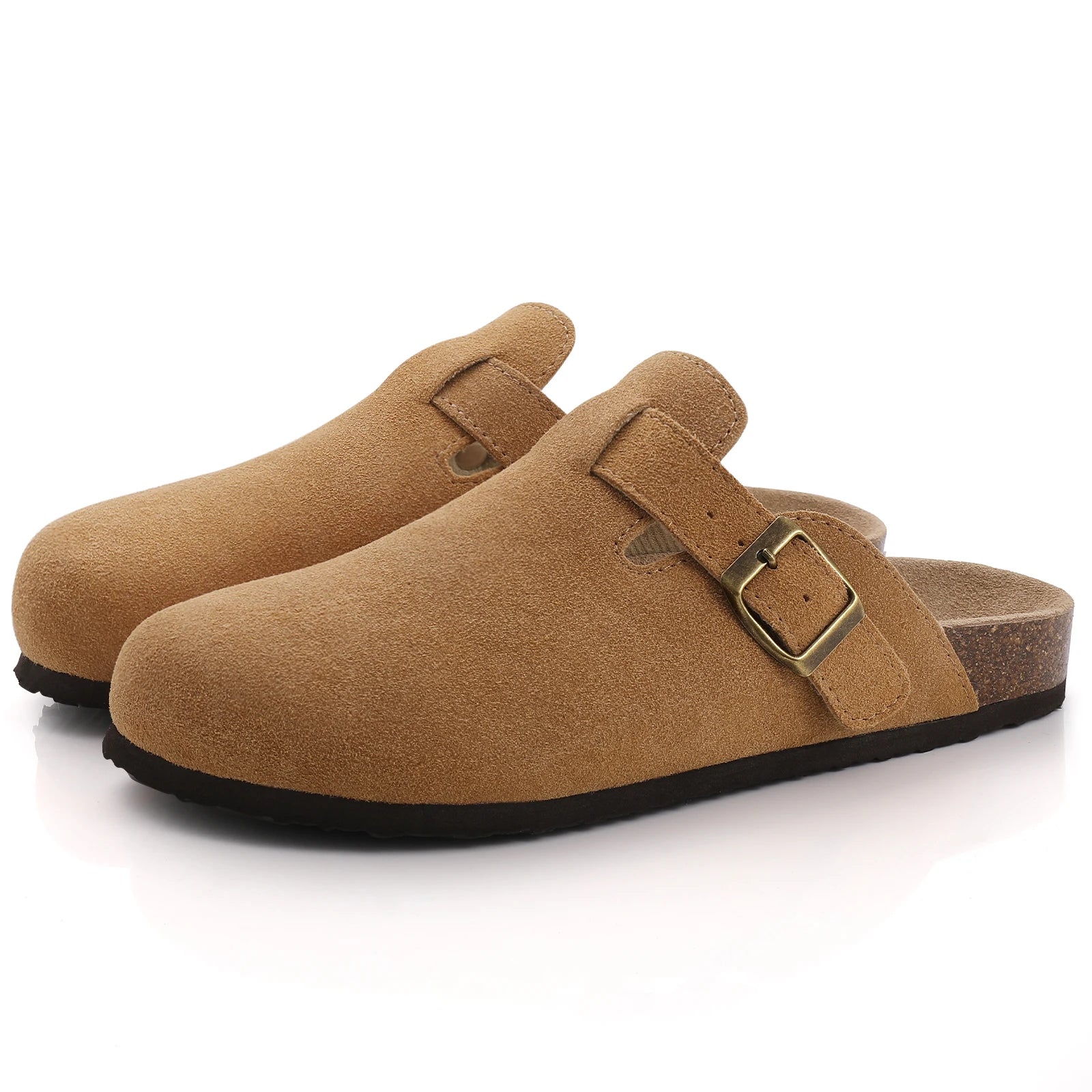 Suede Clogs Women Classic Cork Slippers Female House Flat Slippers Slip-On Outdoor Clogs Beach Slides Cork Mules Men