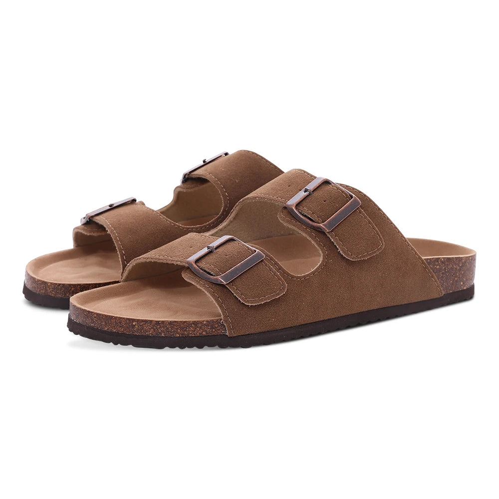Suede Clogs Women Classic Cork Slippers Female House Flat Slippers Slip-On Outdoor Clogs Beach Slides Cork Mules Men